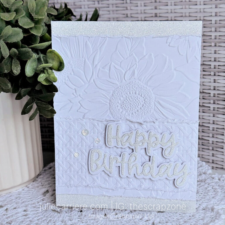 White on White: Sunflower Birthday Card